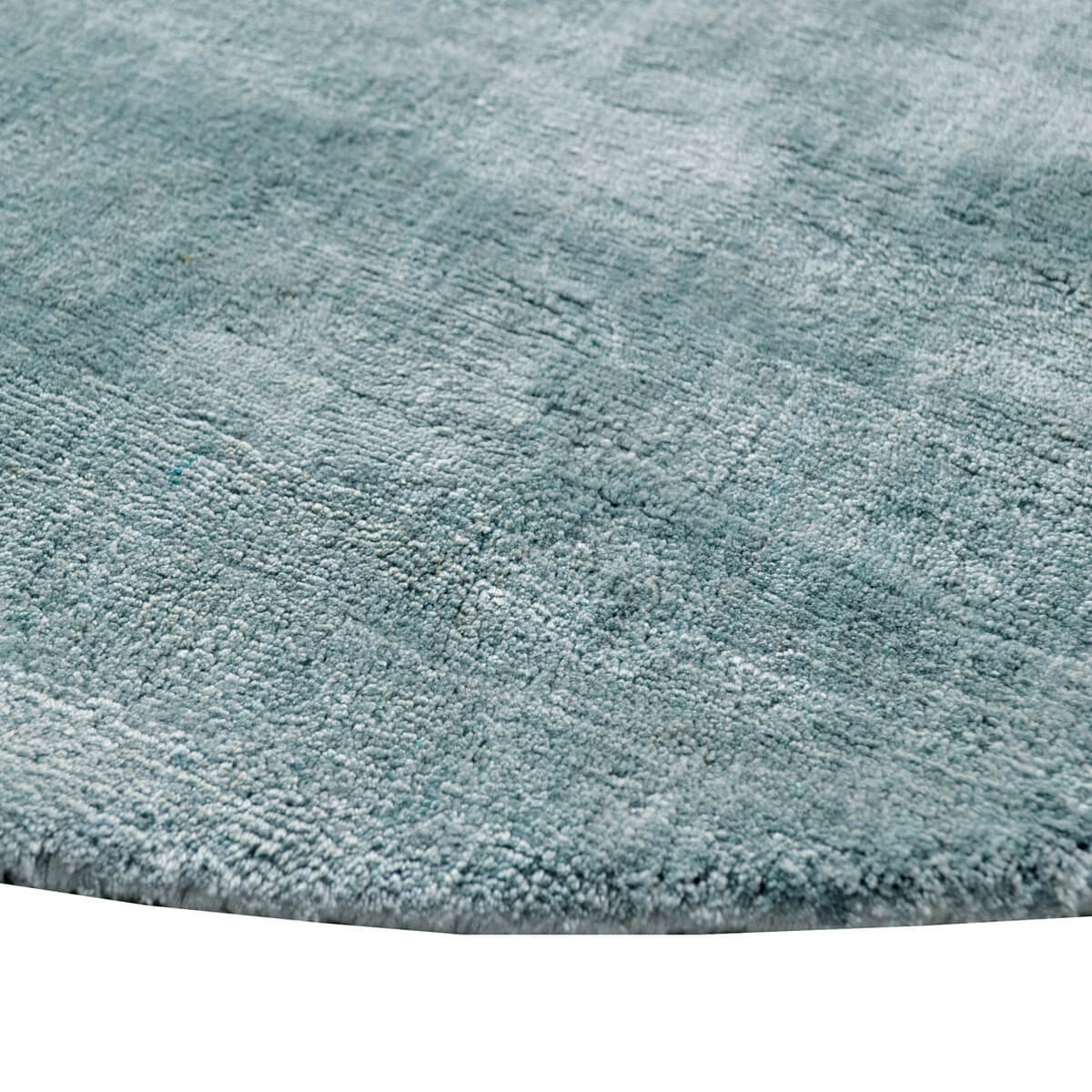 Distressed Sea Blue Handmade Viscose Rug - Round