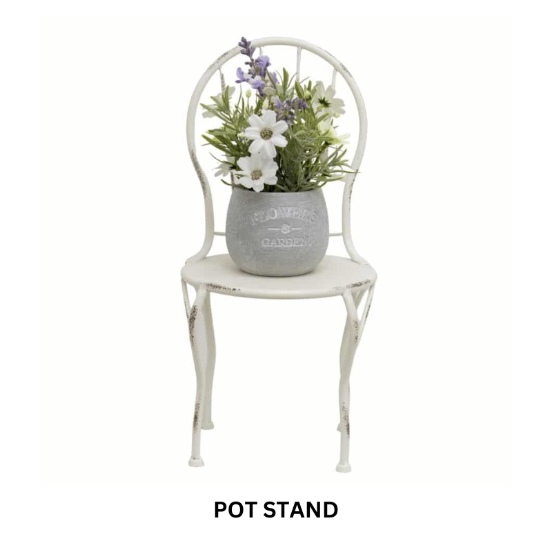 Distressed White Mini Chair Display / Pot Stand - 39.5cms