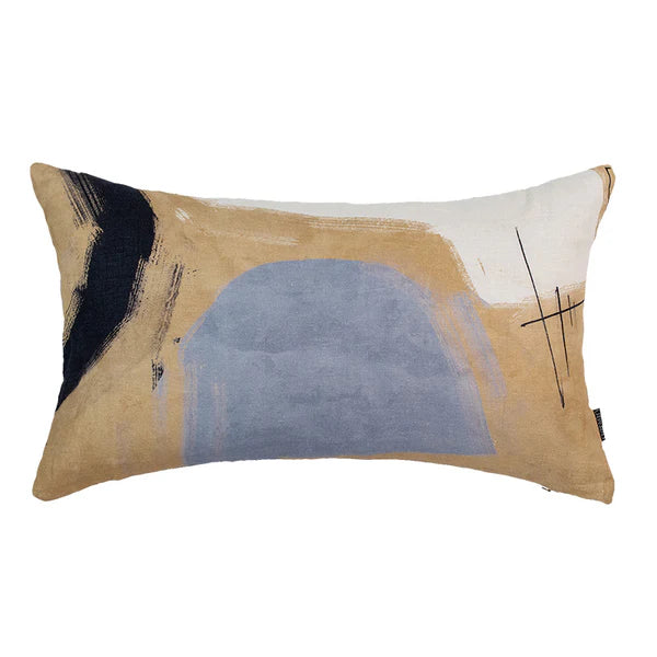 Double-Sided Pattern Linen Cushion with Feather Fill - 50x30cms