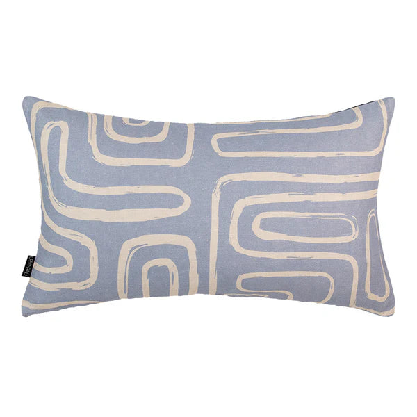 Double-Sided Pattern Linen Cushion with Feather Fill - 50x30cms