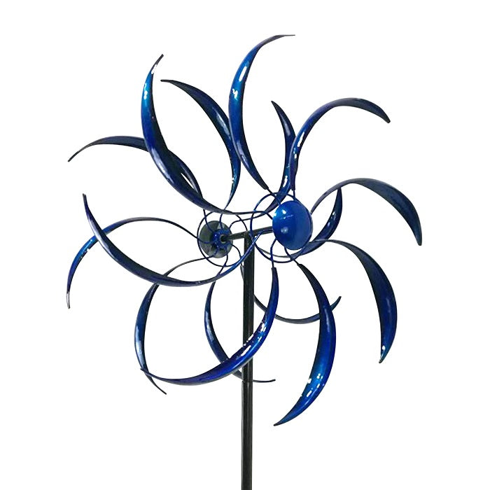 Double Sided Garden Wind Spinner - Blue