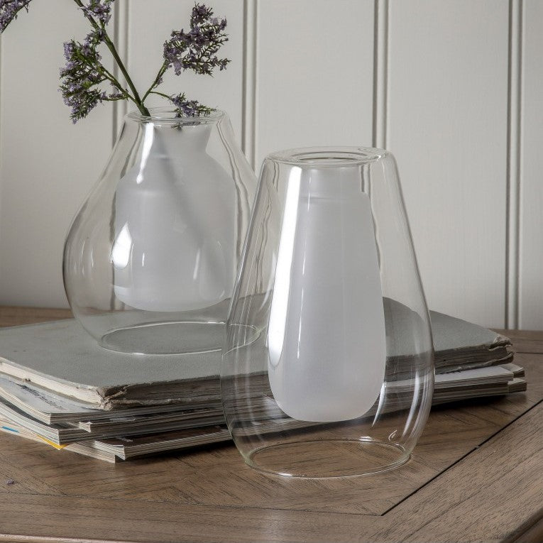 Double Vision Vases Clear and Frosted White