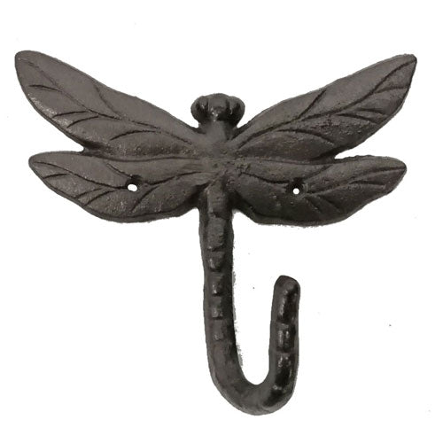 Dragonfly Single Hook Cast Iron Wall Hanging