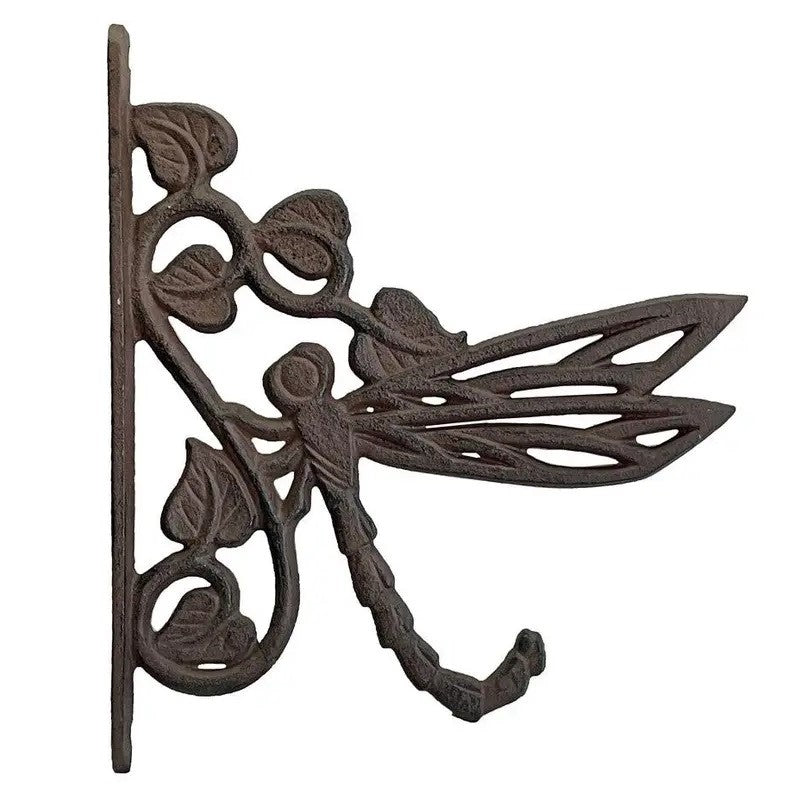 Dragonfly Cast Iron Wall Mounted Side Hook - Antique Rust