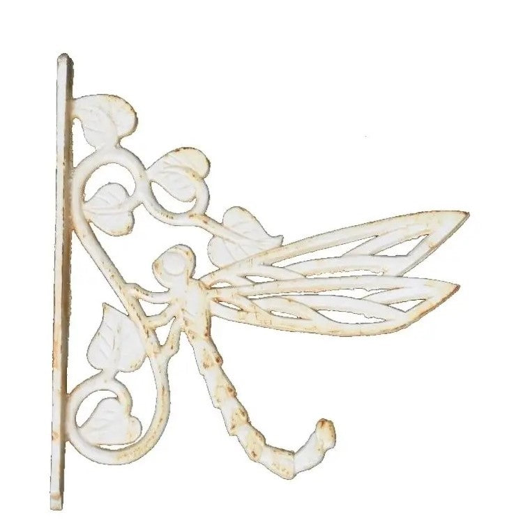 Dragonfly Cast Iron Wall Mounted Side Hook - Antique White