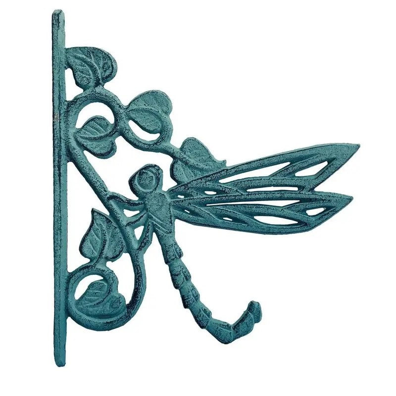 Dragonfly Cast Iron Wall Mounted Side Hook - Verdigris