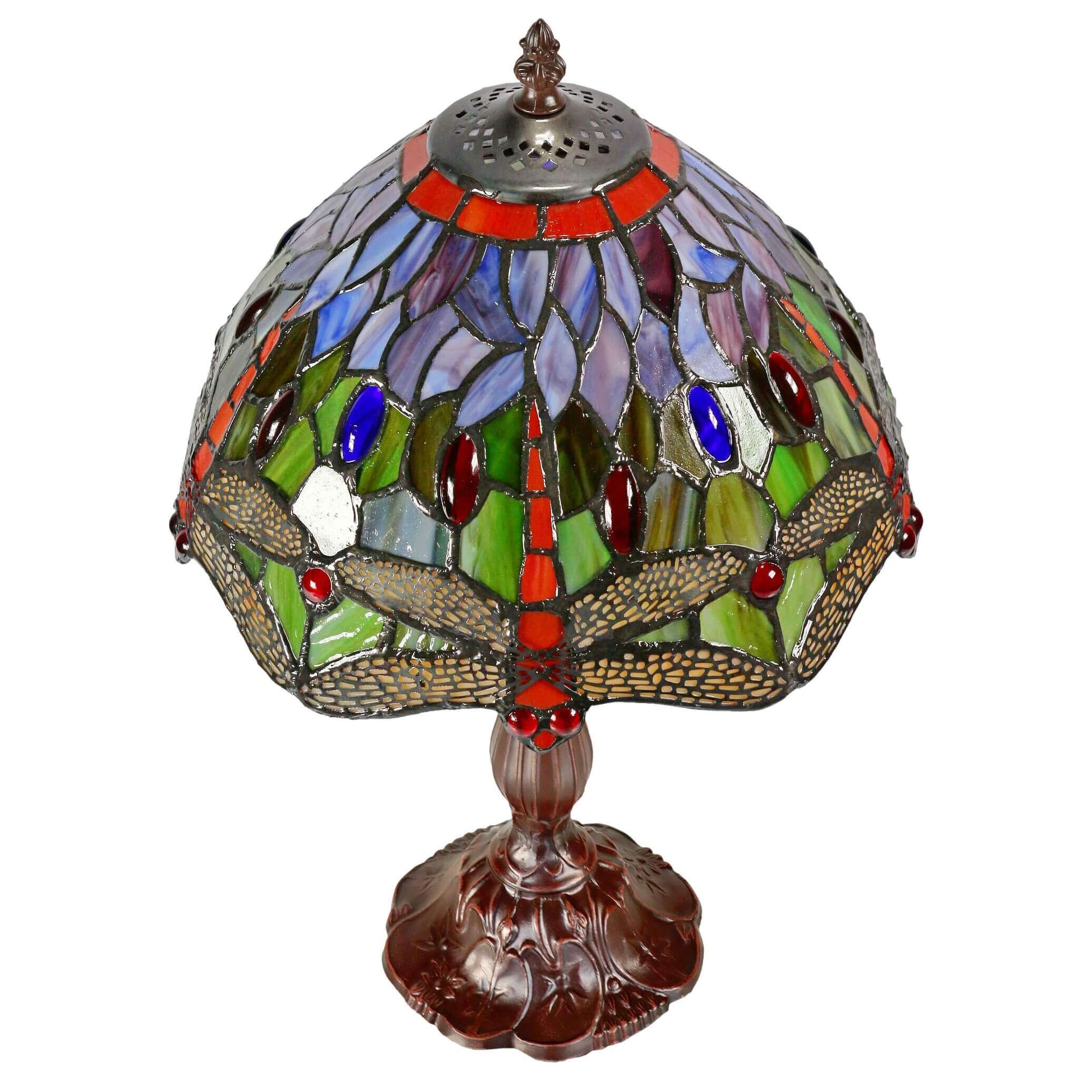 Dragonfly Stained Tiffany Style Glass Table Lamp (Available In 2 Colors)