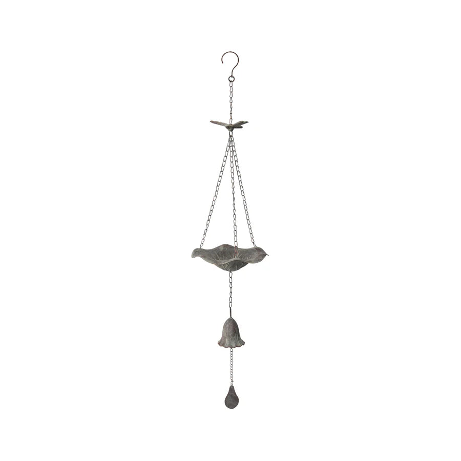 Dragonfly & Bell Hanging Lilypad Bird Feeder