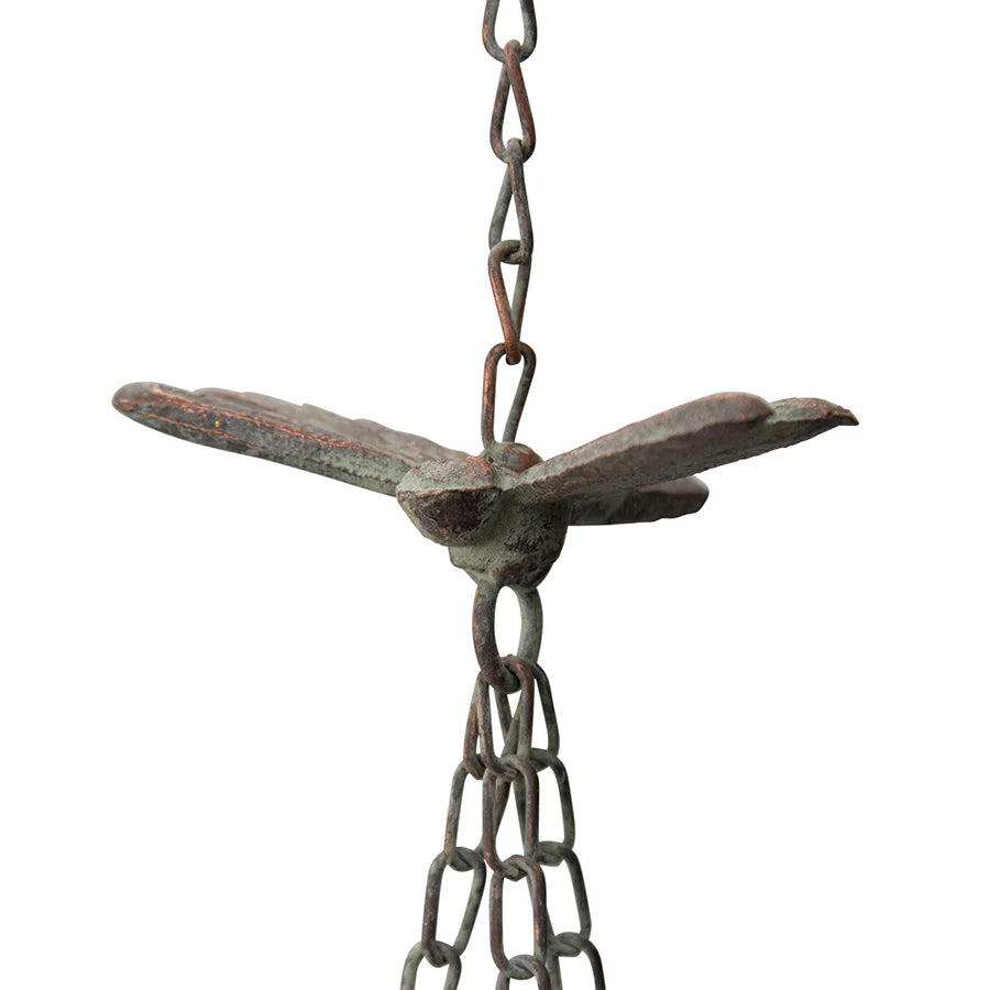 Dragonfly & Bell Hanging Lilypad Bird Feeder