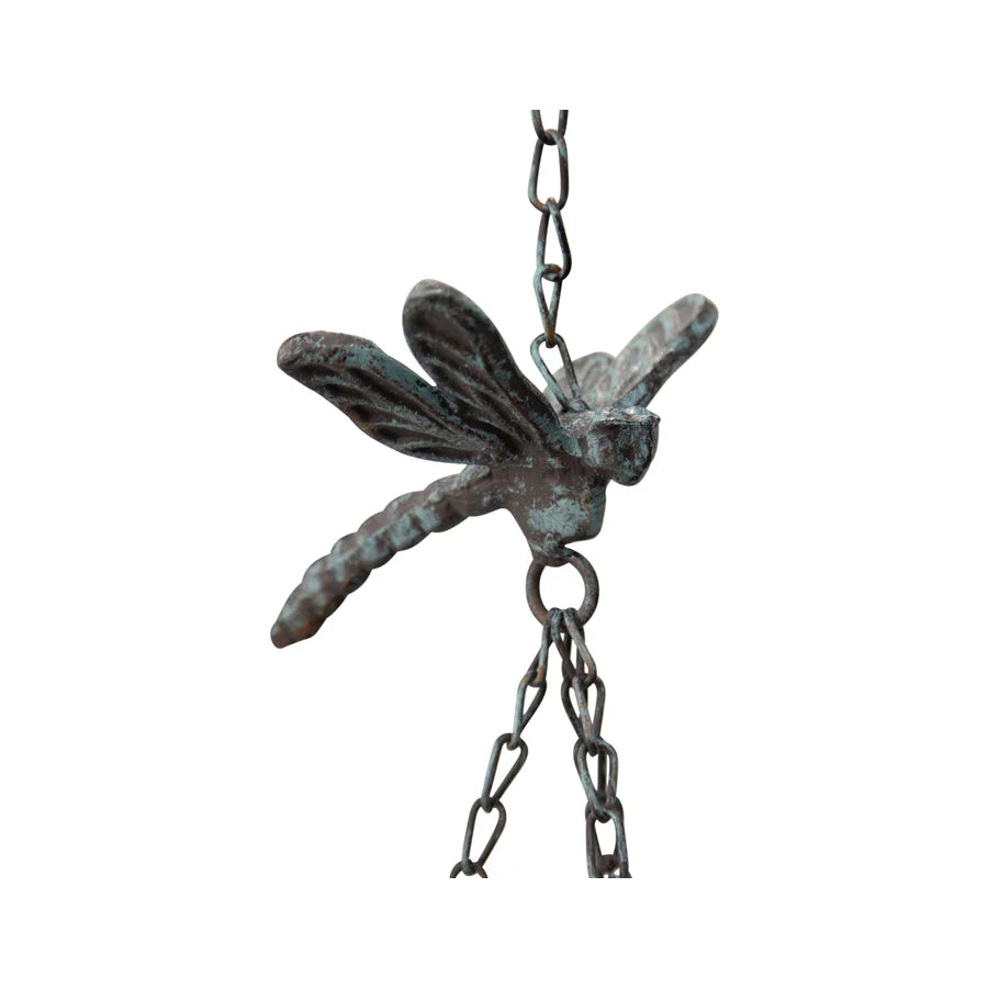 Dragonfly & Petal Bell Metal Hanging Birdfeeder