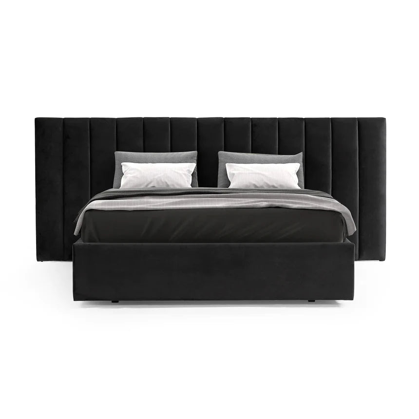 Dream Weave Velvet Bed Frame - Black (Queen)