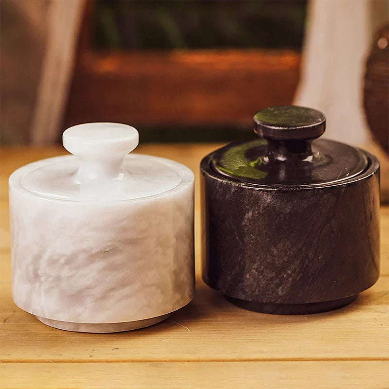 Duo-Tone Handmade Marble Spice Server - Black & White