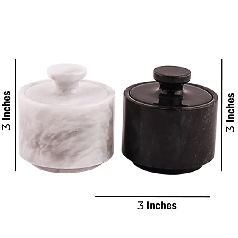 Duo-Tone Handmade Marble Spice Server - Black & White