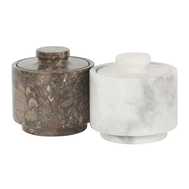 Duo-Tone Handmade Marble Spice Server - White & Grey