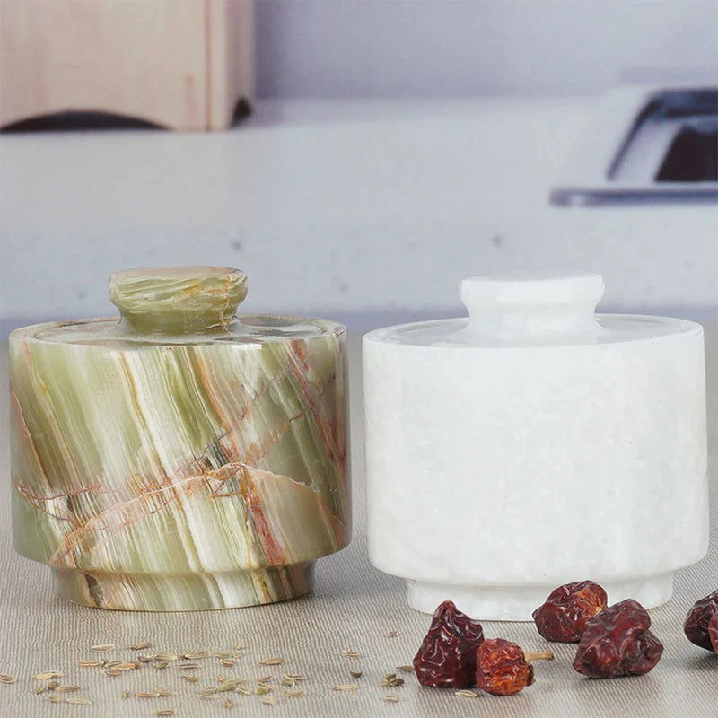 Duo-Tone Handmade Marble Spice Server - White & Green