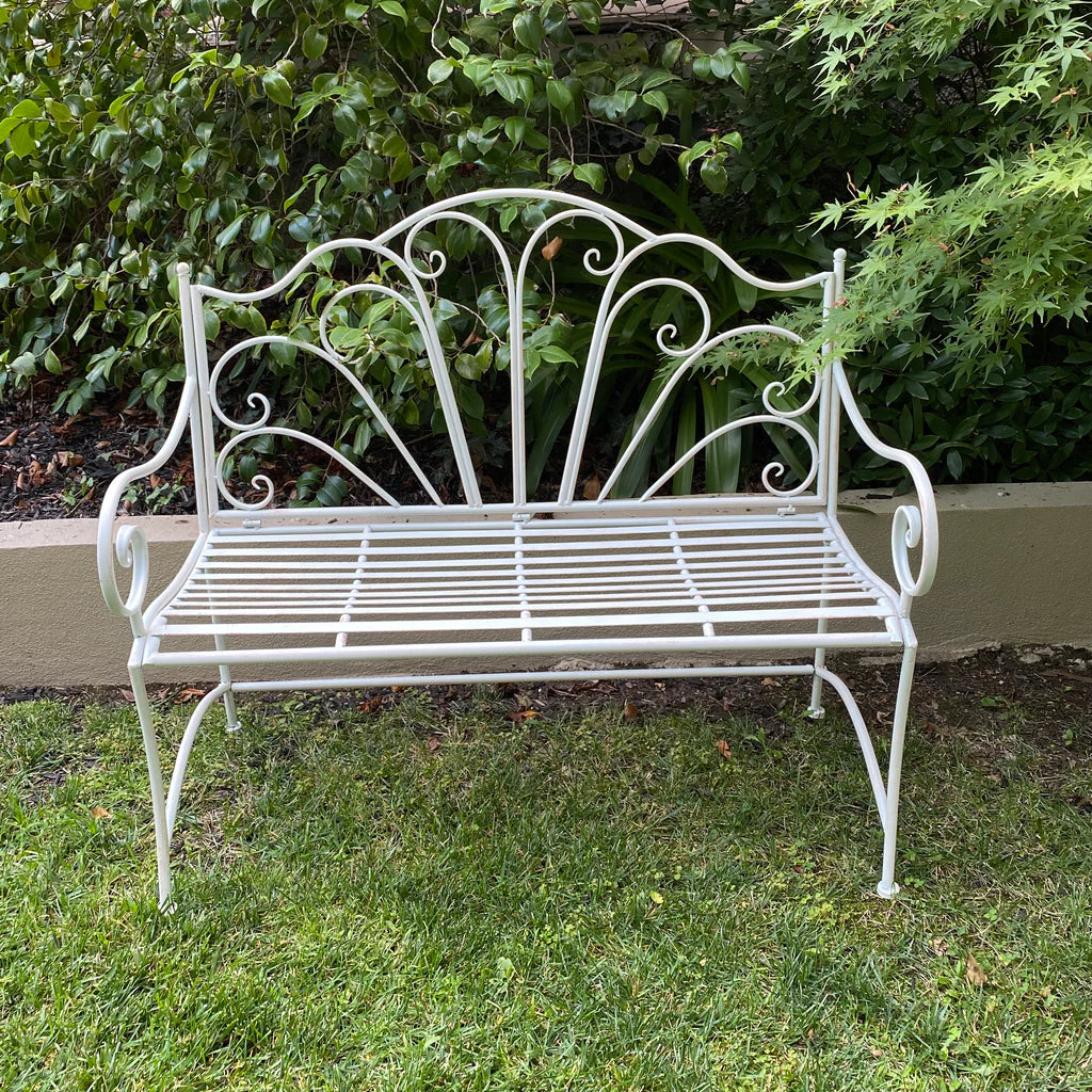 Durable Distressed Finish Metal Garden Bench