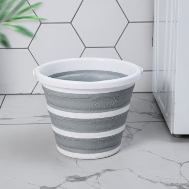 Durable Foldable Bucket - Grey/White