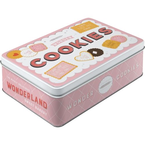 Durable Metal Wonder Cookies Tin Flat Storage Box