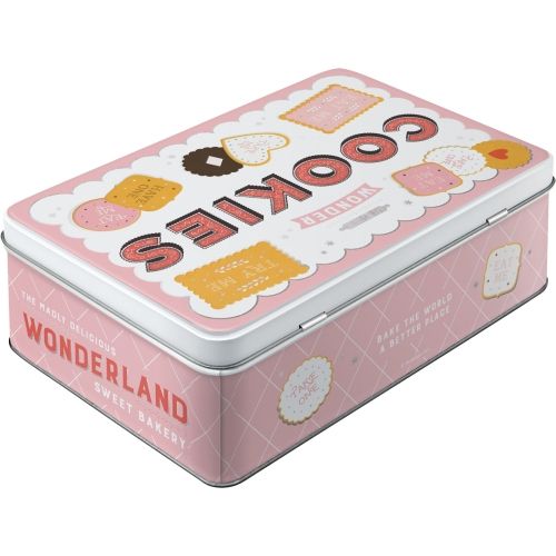 Durable Metal Wonder Cookies Tin Flat Storage Box