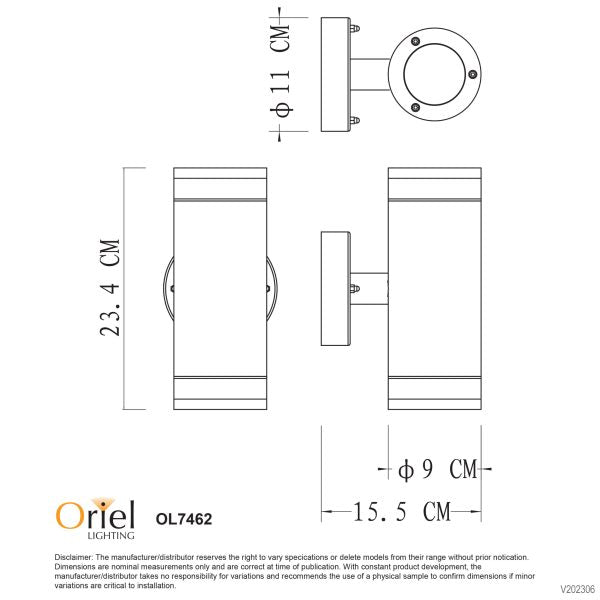 Duraguard Up/Down Metal Light 23.5cms