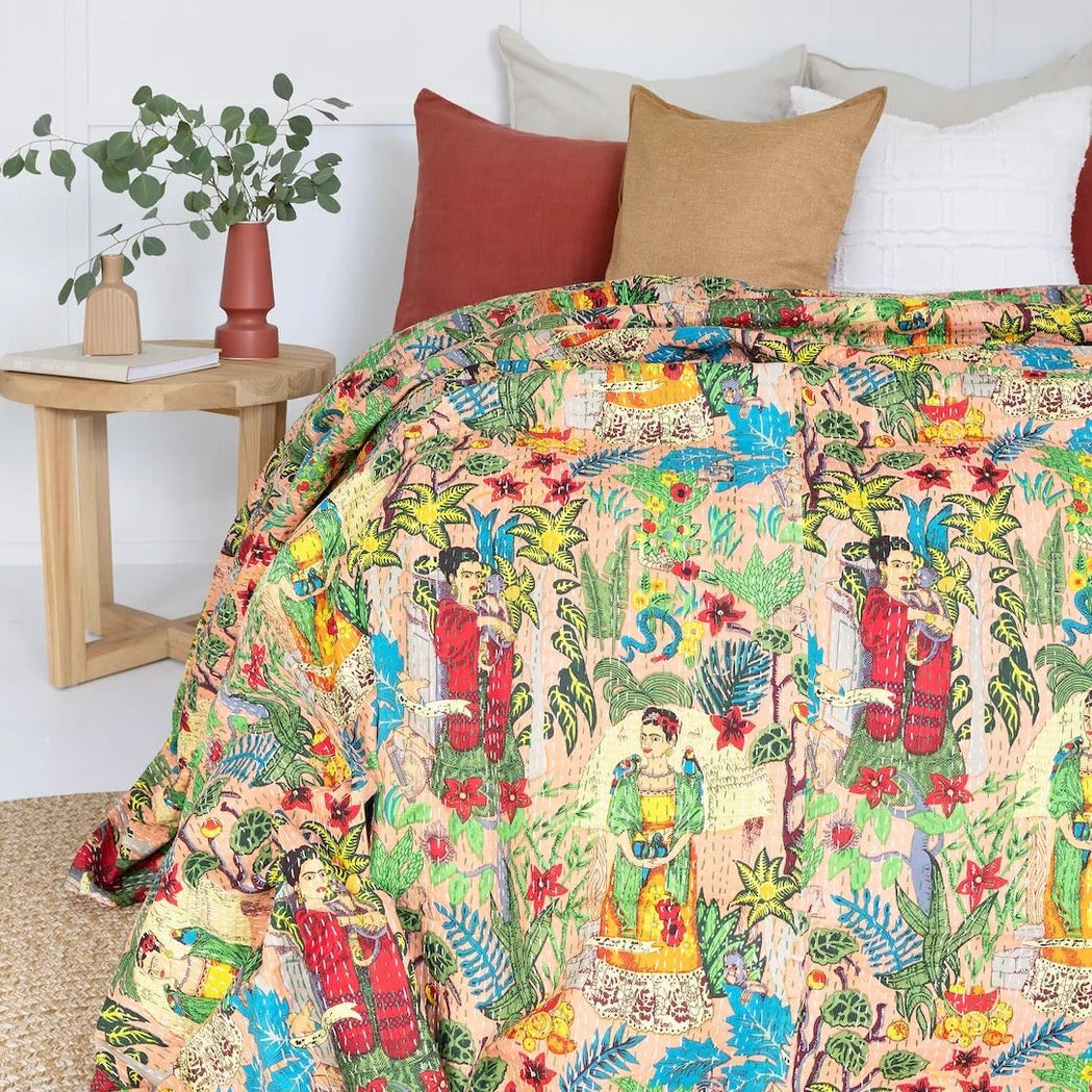 Frida Kahlo Dreams Cotton Bedspread King Size