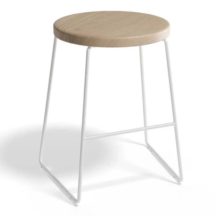 Ebony Round Seat White Base Low Stool