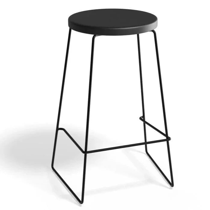 Ebony Round Seating Black Base High Stool - (Available in 2 Sizes)