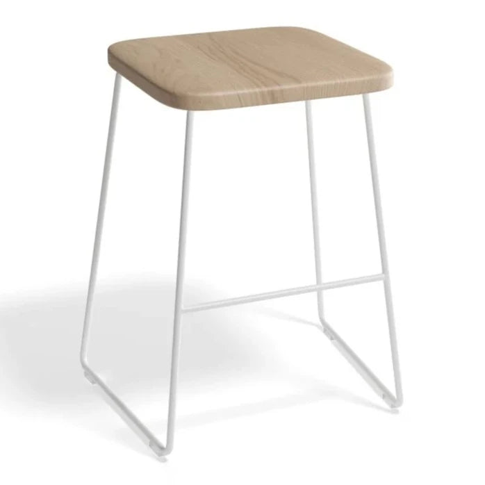 Ebony Square Seat White Base Low Stool