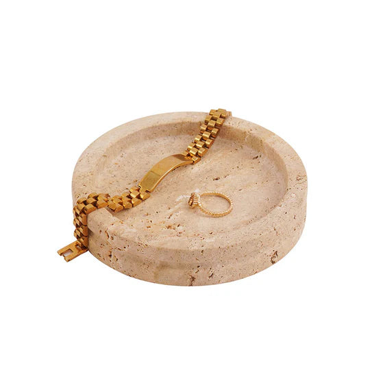 Marble Round Jewelry Tray - Beige