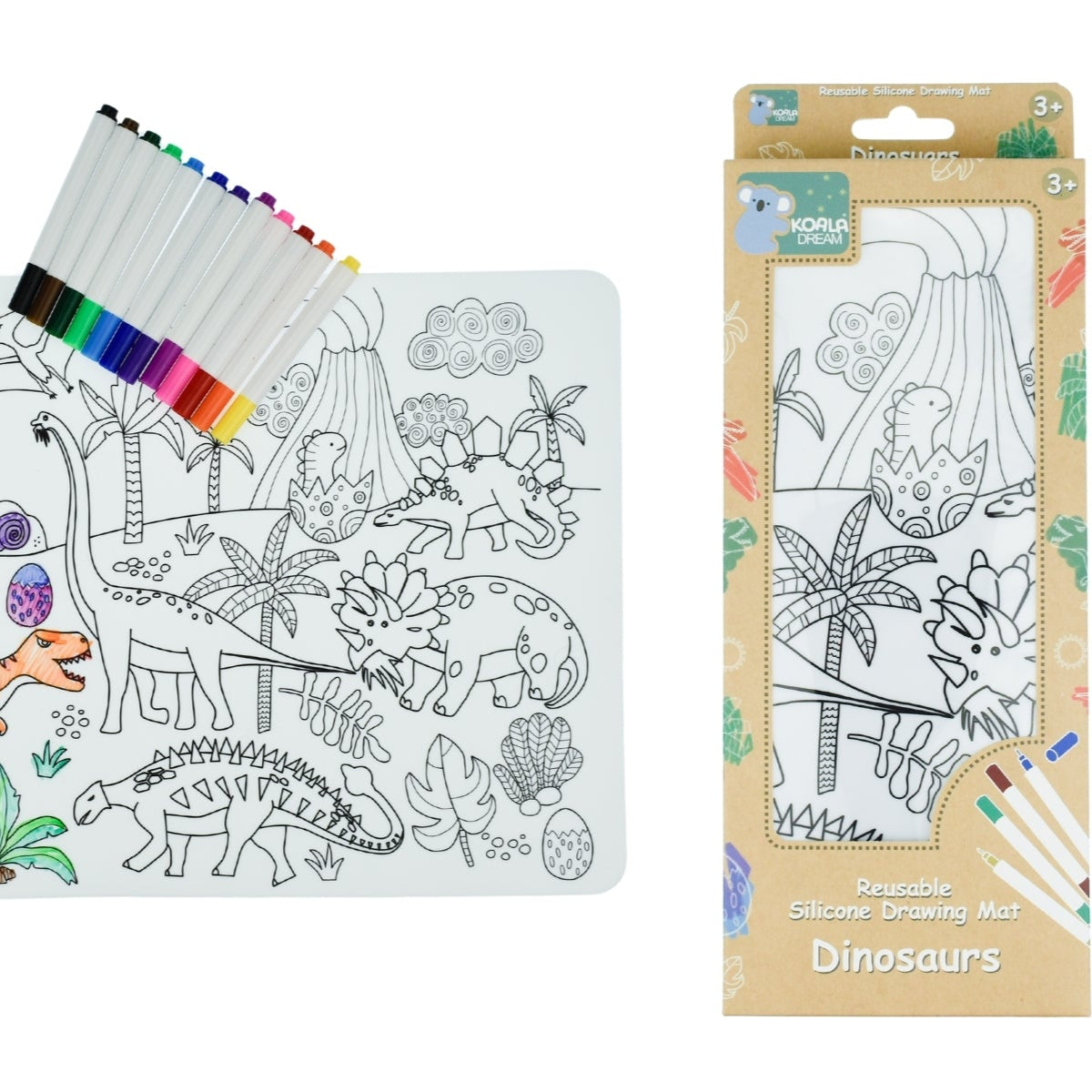 Eco Doodle Reusable Silicone Drawing Mat - Dino Adventure