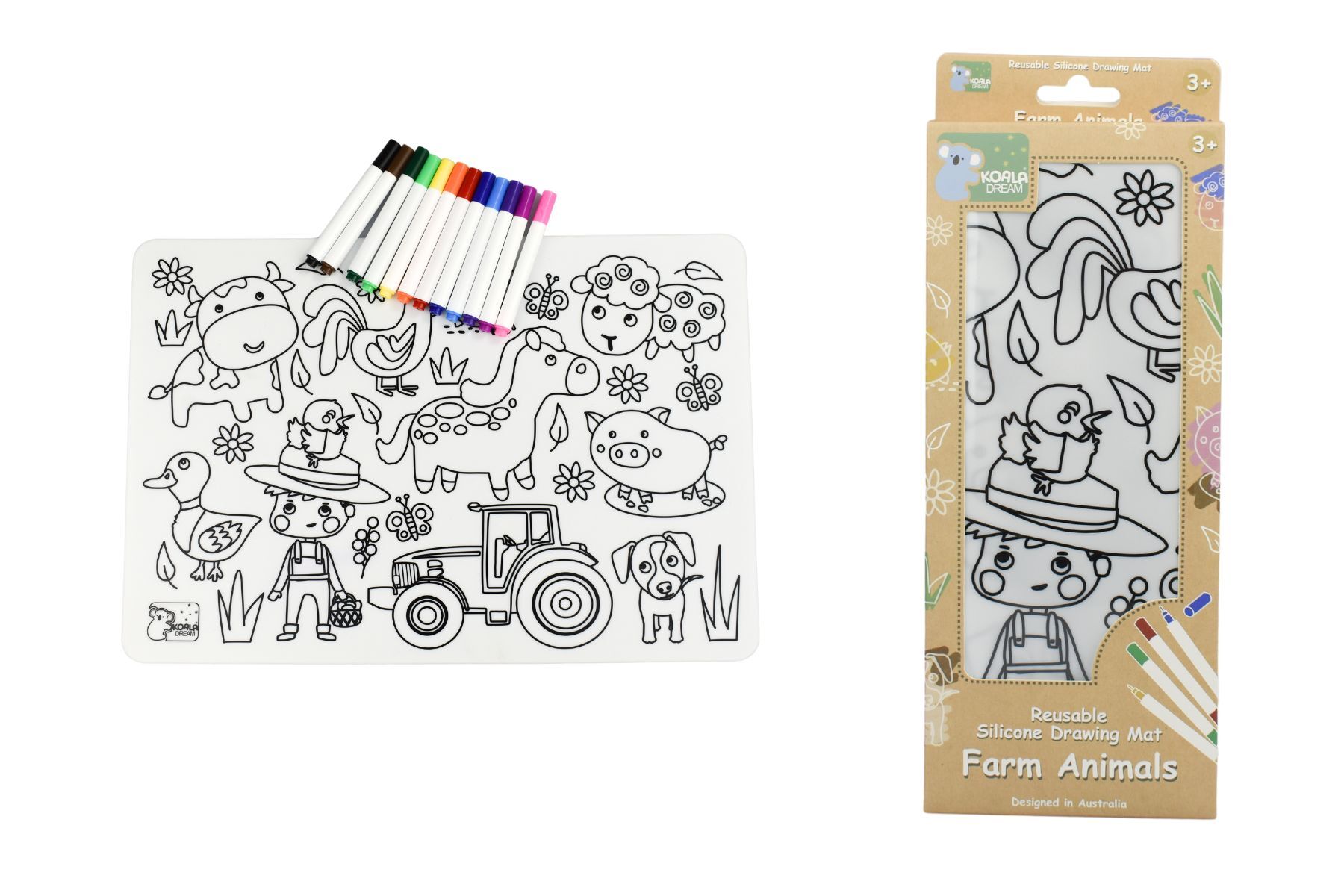 Eco Doodle Reusable Silicone Drawing Mat - Farm Animals