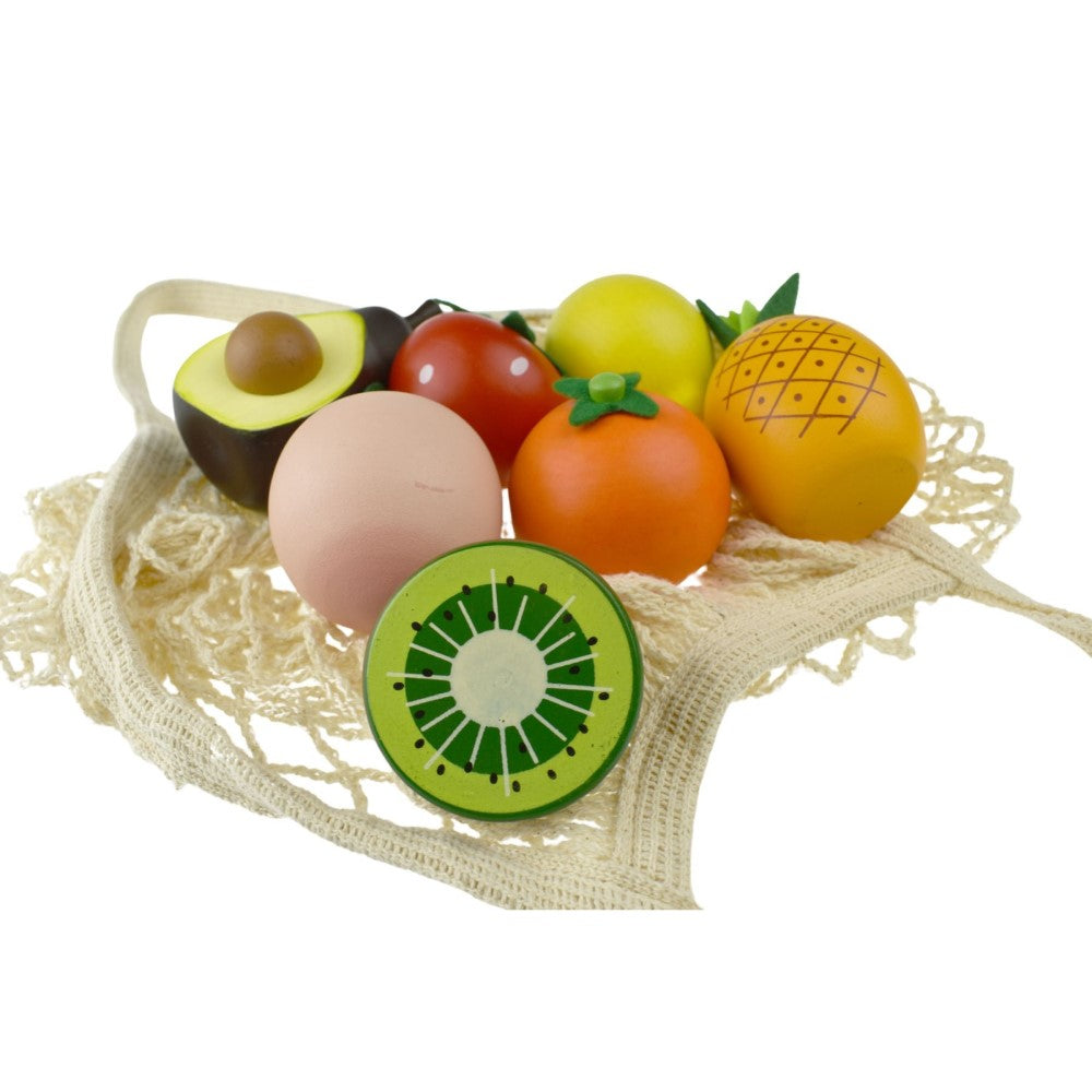 Eco Harvest Kids Wooden Fruits Set with Mesh Bag