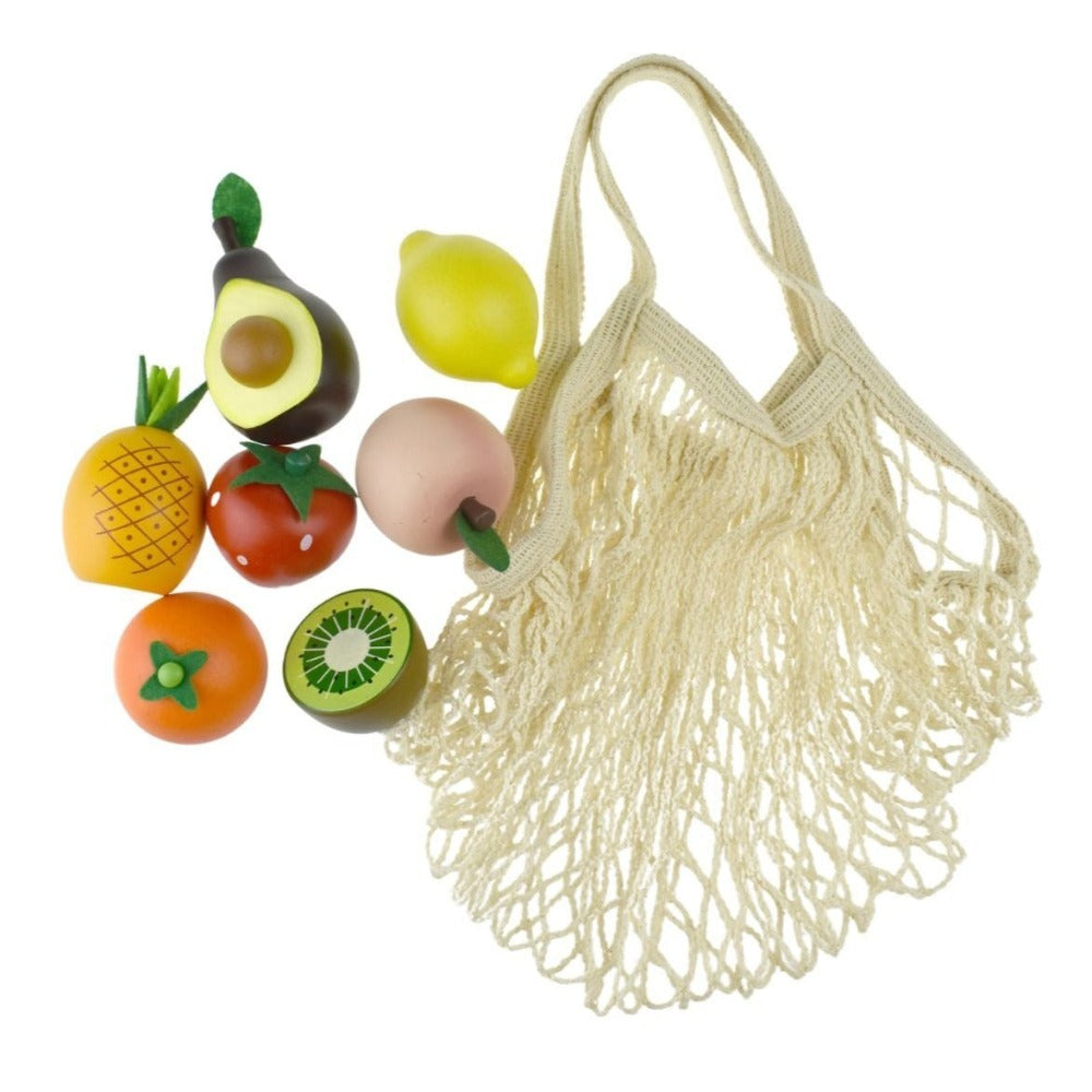 Eco Harvest Kids Wooden Fruits Set with Mesh Bag