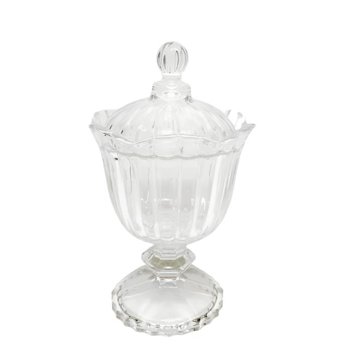 Edward Ribbed Footed Stem Glass Jar - Clear