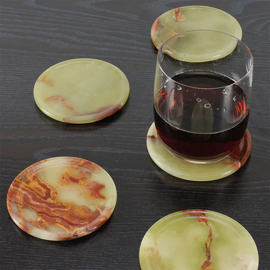 Elegance Marble Bliss Coaster Set - Green