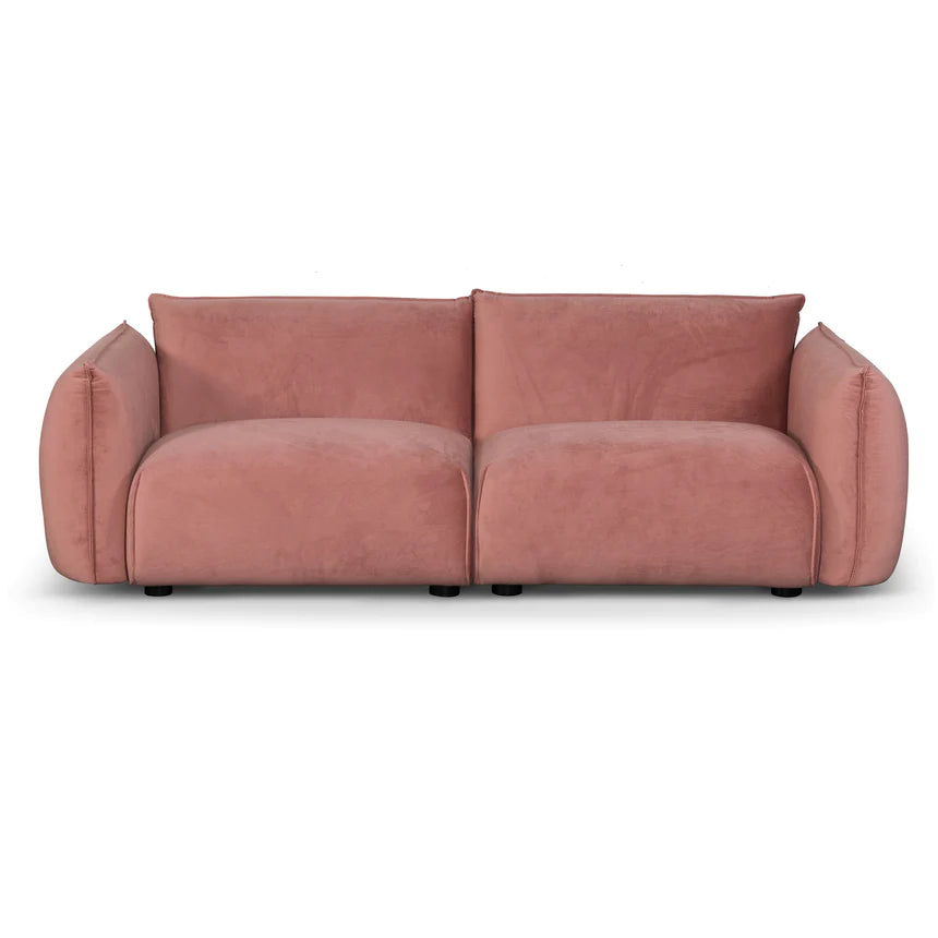 Elegant 3-Seater Sofa - Blush Pink Velvet With Brass Frame