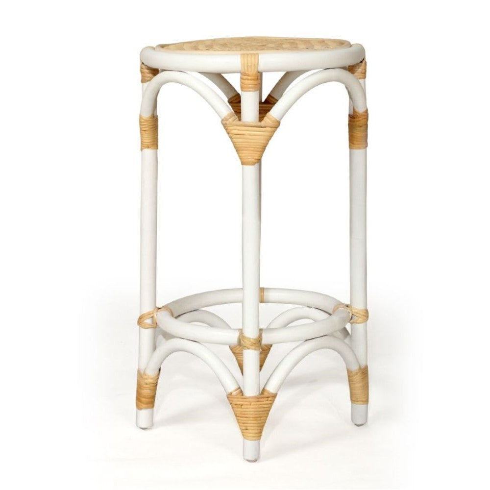 Elegant Coastal Style Kitchen Island Bar Stool 66cms - White