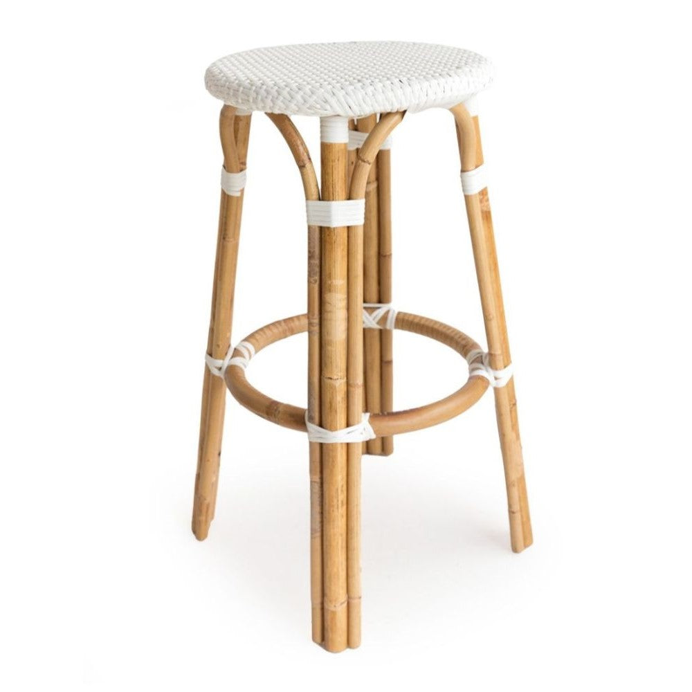 Elegant Coastal Style Kitchen Island Bar Stool 75cms - White