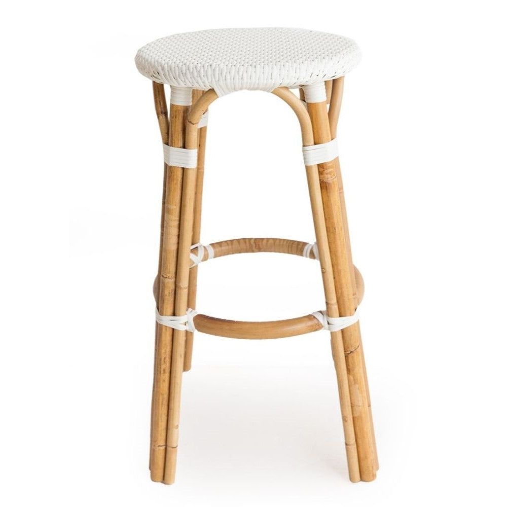 Elegant Coastal Style Kitchen Island Bar Stool 75cms - White