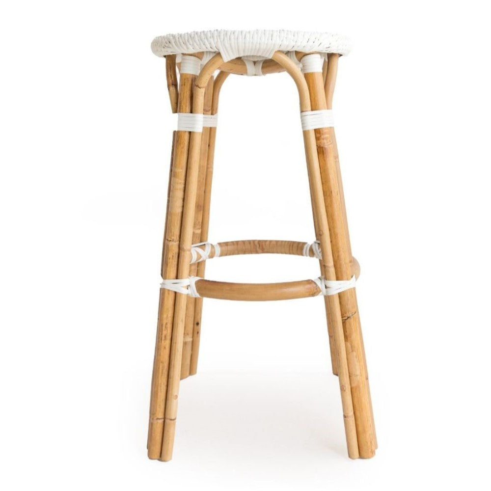 Elegant Coastal Style Kitchen Island Bar Stool 75cms - White