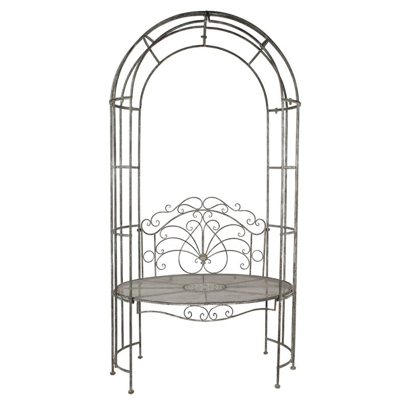 Elegant Dark Grey Arch Bench with Oval Seat