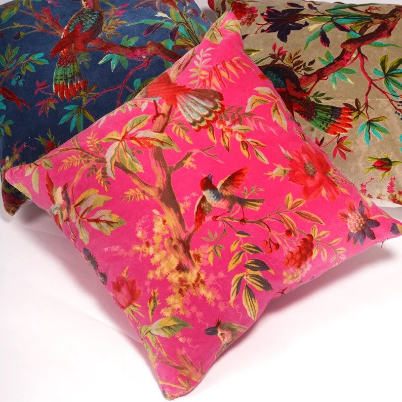 Elegant Floral Inspired Velvet Cushion Cover 45 x 45cms - Pink