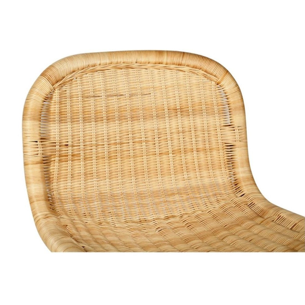 Elegant High Back Rattan Stool - Natural