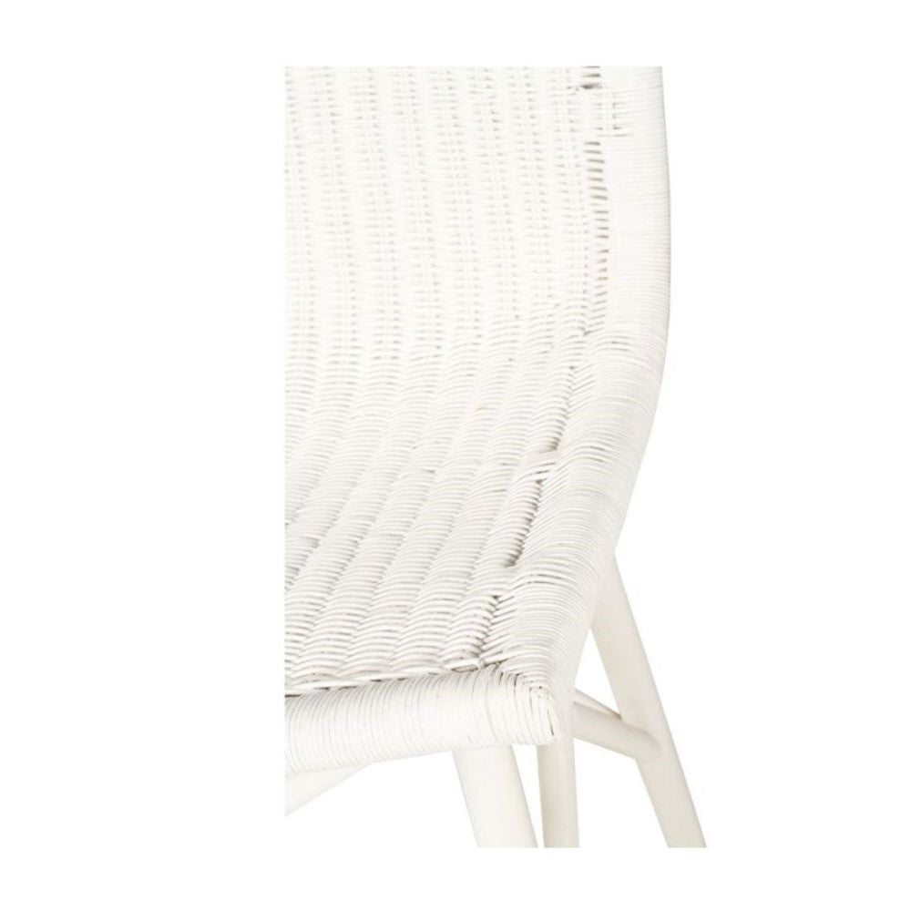 Elegant High Back Rattan Stool - White