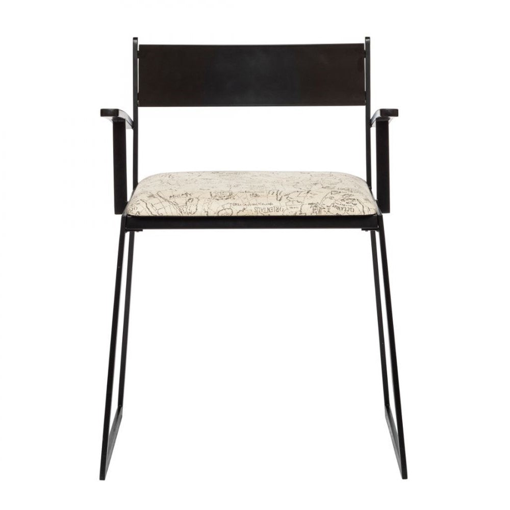 Elegant Iron Frame Fabric Seat Armchair