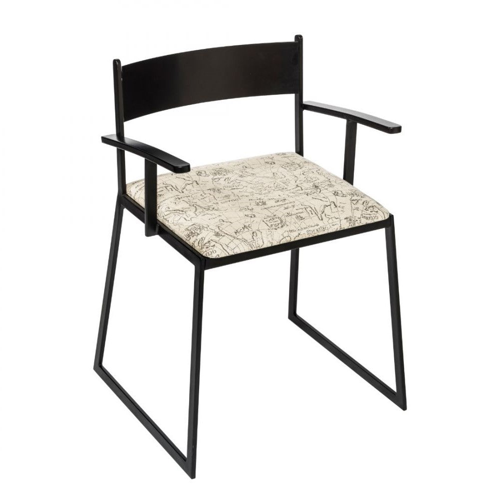 Elegant Iron Frame Fabric Seat Armchair