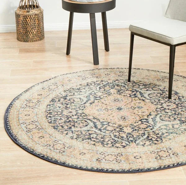 Elegant Legacy Round Midnight Rug - 150X150cms