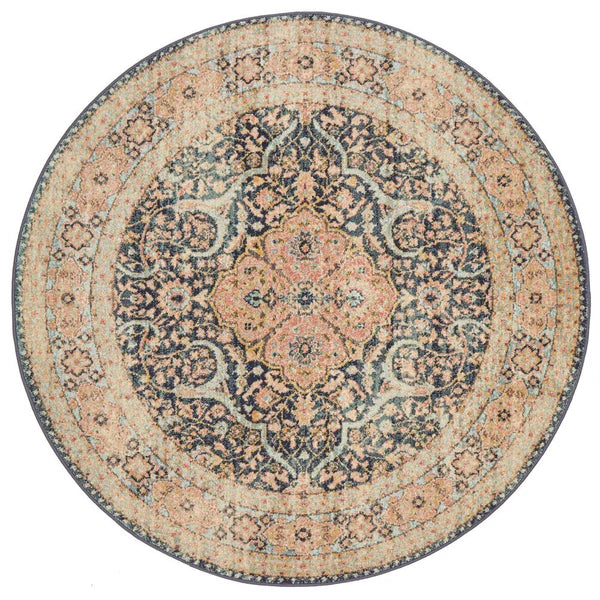 Elegant Legacy Round Midnight Rug - 150X150cms