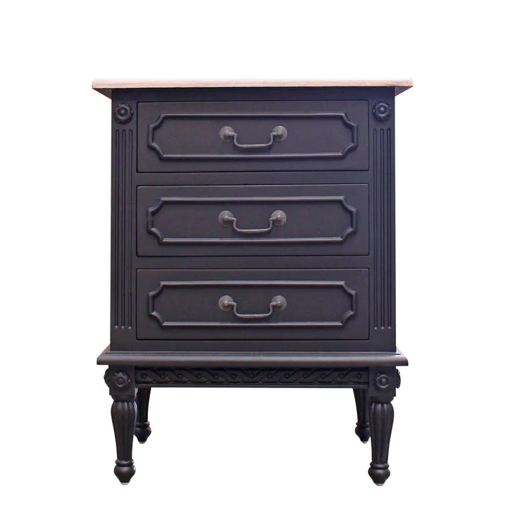 Chic Wooden Antoinette Bedside Cabinet - Dark Mahogany