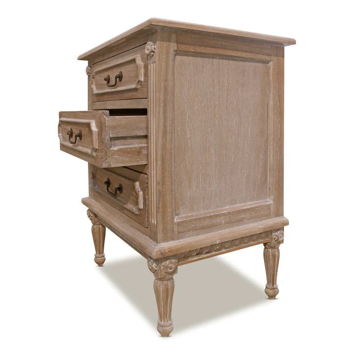 Elegant Marseille Bedside Table - Weathered Oak